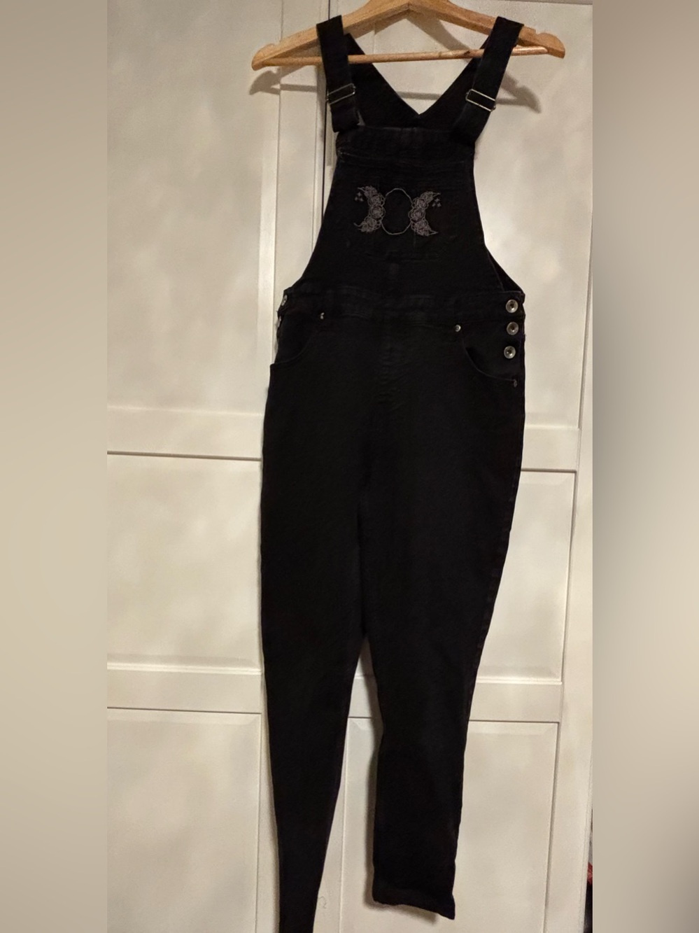 Hot Topic Black Denim Overalls, size small